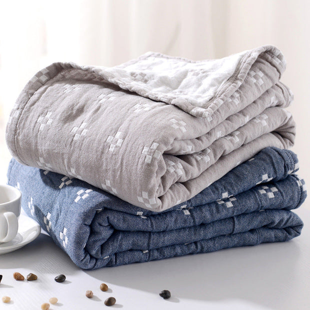 Four Seasons Student Nap 100% Cotton Sofa Throw Blanket Quilt