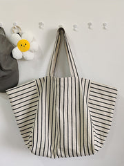 Knit Canvas Stripe Casual Shoulder Bag Women Bag