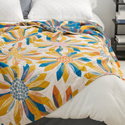 Four Seasons Floral Nap 100% Cotton Sofa Throw Blanket Quilt