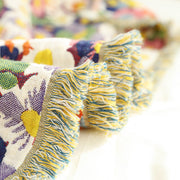 Cotton Tassel Floral Throw Blanket