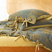 4 Pieces Set 100% Cotton Bohemia Quilt Cover Sheet Throw Blanket Quilt