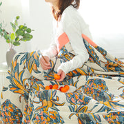 Floral Blanket 100% Cotton Sofa Summer Throw Blanket Quilt