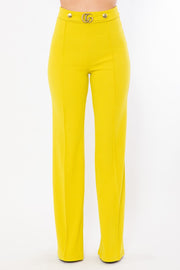 Gina CG Buckle and Button Detail High Waist Pants - MY SEXY STYLES