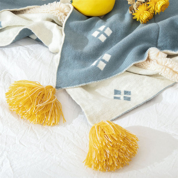 Tassel Casual Four Seasons 100% Cotton Sofa Nap Blanket