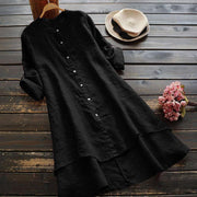 Women's Button cotton linen long style shirt
