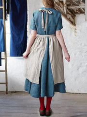 Natural Cotton Linen Short-Sleeve Maxi Dress