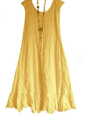 Solid Color Mid-length Sleeveless Ruffle Dress