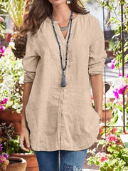 Round Neck Long Sleeve Casual Blouses