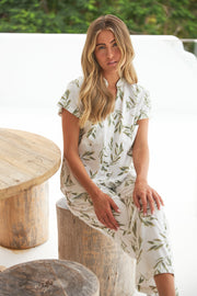 Maggie Pajama Set - Long Pants - Olive Leaf