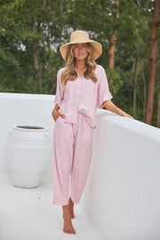 Marnie Sleep Set - Lounge Pants - Reverse Dot Pink