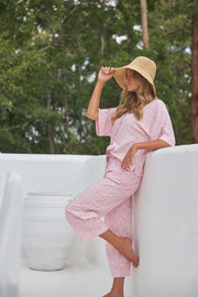 Marnie Sleep Set - Lounge Pants - Reverse Dot Pink