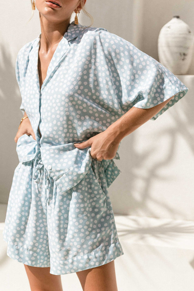 Marnie Sleep Set - Reverse Dot Misty Blue