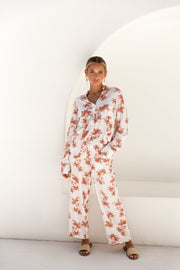 Maggie Pajama Set - Long - Vintage Palm Sunset