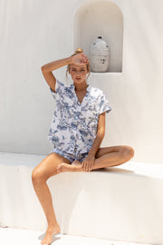 Maggie Pajama Set - Summer Toile - Aegean Blue