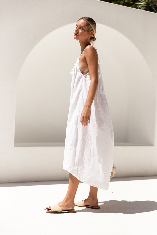 Mona Dress - White Cotton Prima