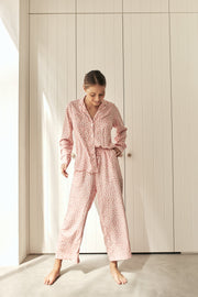 Annabel Long Pajama Set - Reverse Dot Pink