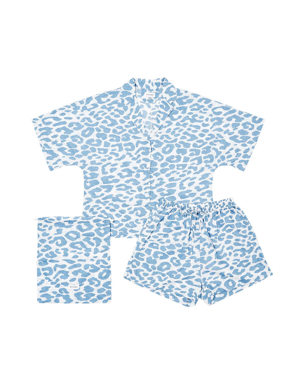 Marnie Sleep Set - Cotton - Leopard - Marine Blue