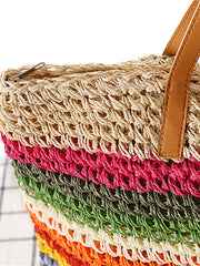 Stripe Casual Women Straw Woven Shoulder Bag