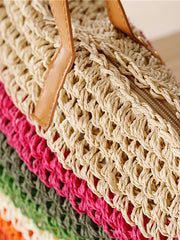 Stripe Casual Women Straw Woven Shoulder Bag