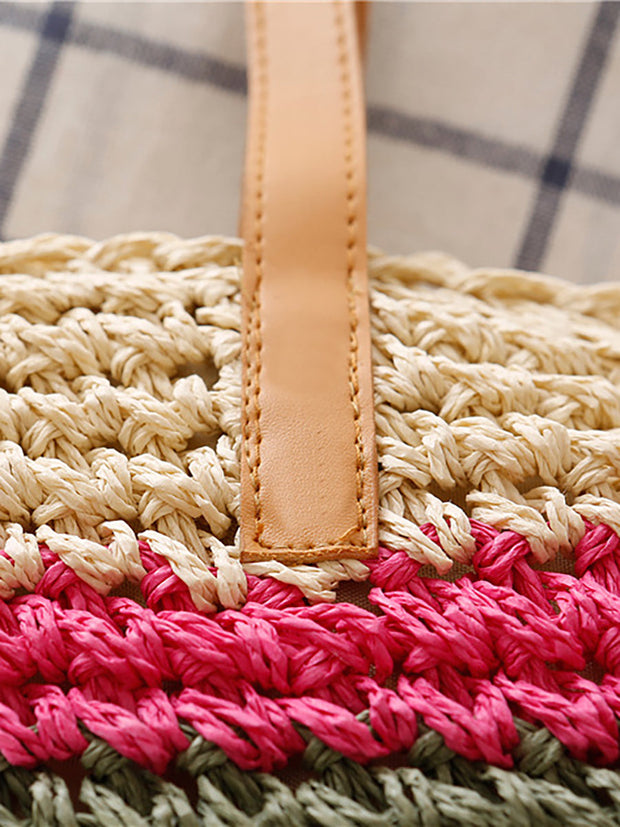 Stripe Casual Women Straw Woven Shoulder Bag
