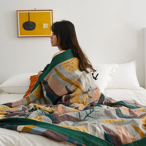 Adult Blanket 100% Cotton Sofa Throw Cartoon Throw Blanket Quilt