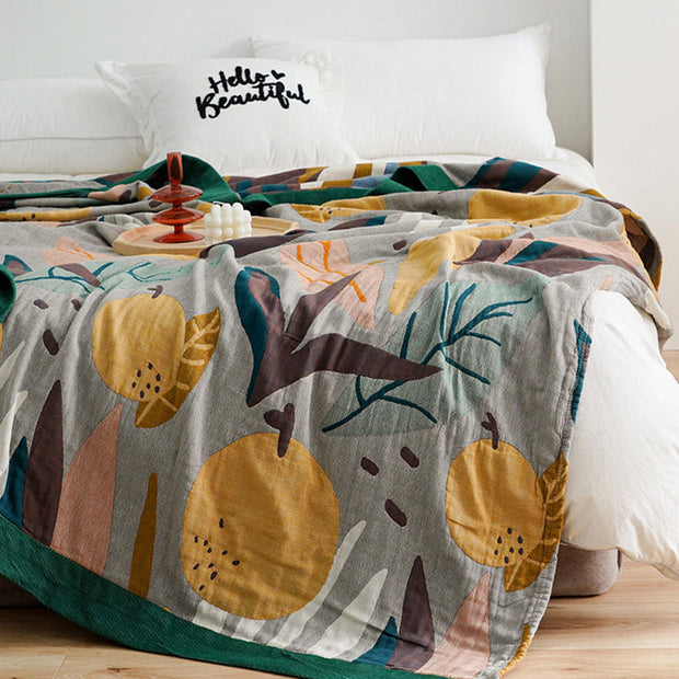 Adult Blanket 100% Cotton Sofa Throw Cartoon Throw Blanket Quilt
