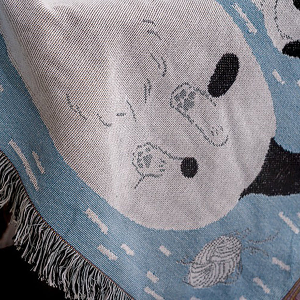 Cartoon Cat Pattern Line Blanket Sofa Towel Jacquard Blanket