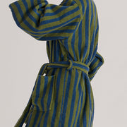 Plaid Stripe Breathable Cotton Gauze Long Sleeve Autumn Winter Warm Bathrobe Absorbent Bathrobe Robe