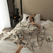 Cat Prints 100% Cotton Children Four Summer Nap Blanket