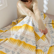 Geometry Knit Four Seasons 100% Cotton Sofa Nap Blanket