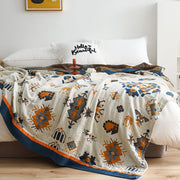 Summer Floral Nap 100% Cotton Sofa Throw Blanket Quilt