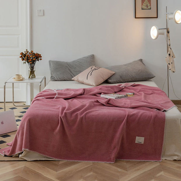 Four Seasons Velvet Double Layer Waffle Nap Blanket Quilt