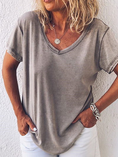 Casual Short Sleeve Gray TShirt