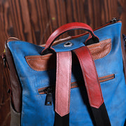 Multicolor Women Leather Zipper Backpack