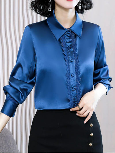 Long Sleeve Lace Patchwork Shirt