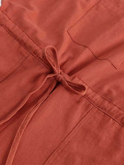 Women's Solid Color Cotton Linen Loose Casual Strap Pants