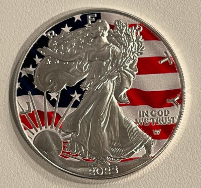 2023 $1 American Silver Eagle 1 oz BU Colorized American Flag 4th Of July