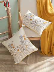 Embroidered Plant Flower Sofa Pillowcase