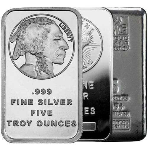 5 oz Silver Bar (Varied Condition, Any Mint)