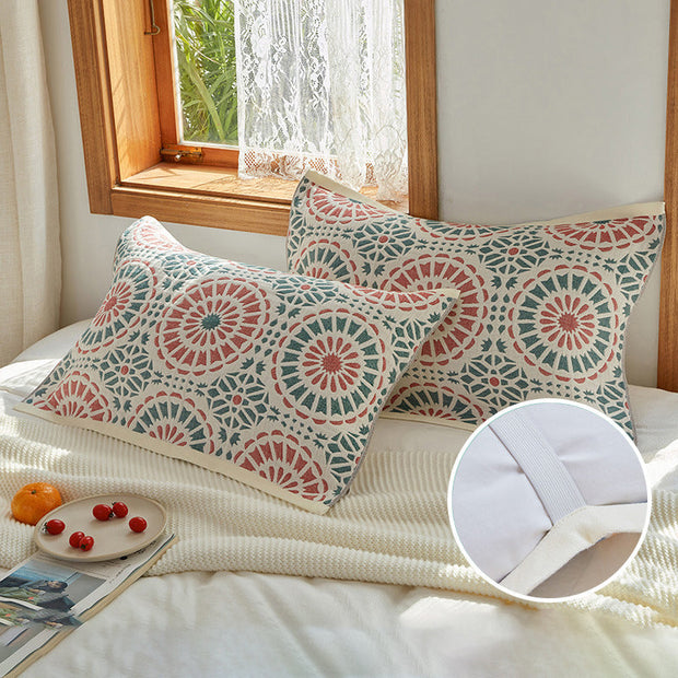 Cotton Gauze Breathable 100% Cotton Sofa Throw Floral Pillowcase