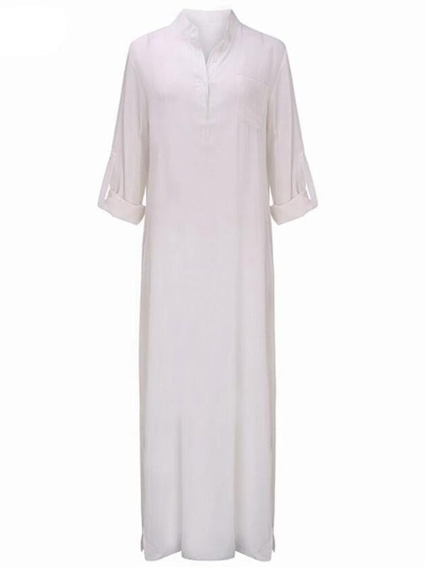Women's Deep V Cotton Linen Casual Dress