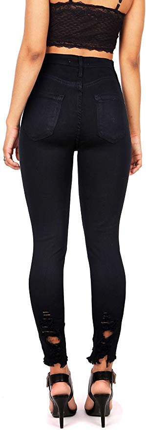Zoe Juniors High Rise Jeans w Heavy Distressing in Black - MY SEXY STYLES