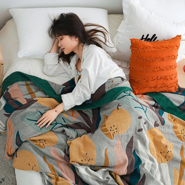Adult Blanket 100% Cotton Sofa Throw Cartoon Throw Blanket Quilt