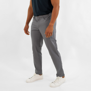 Ace Pant Grey 45 degree side angle on model