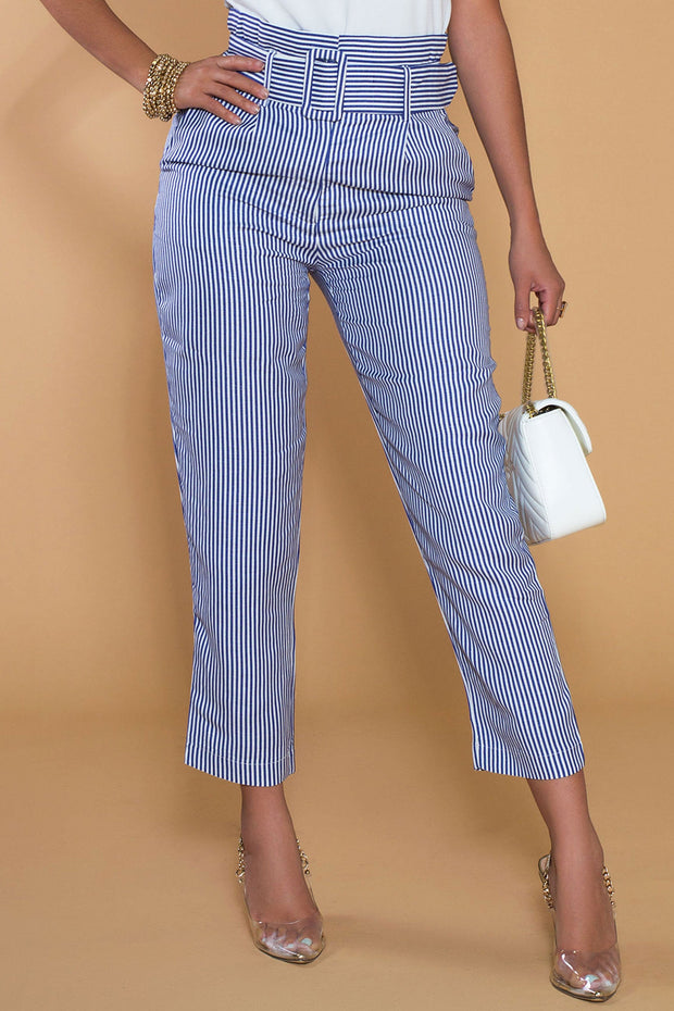Agata Stripe Belted Pants - MY SEXY STYLES