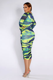 Aisha Tie Dye Ruched Dress - MY SEXY STYLES