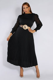 Alena Pleated Belted Dress - MY SEXY STYLES