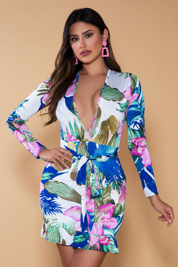 Amora Floral Print Mini Dress - MY SEXY STYLES