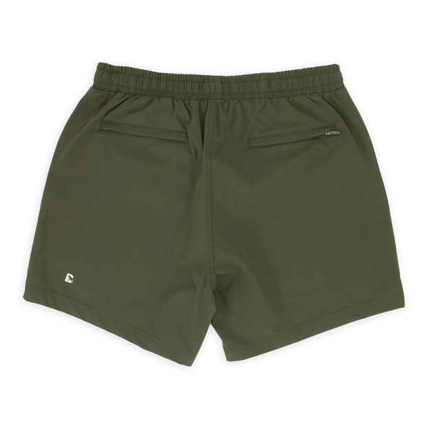 Base Short 5.5" Military Green with 2 zipper back pockets and reflective logo
