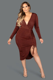 Bella V-Neck Ruched Bodycon Dress - MY SEXY STYLES